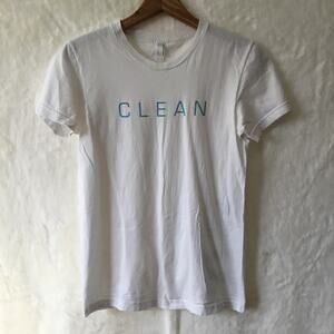 Clean White with Blue Text T-Shirt